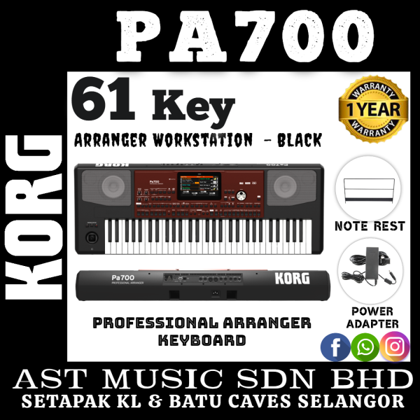 Korg PA700 61-key Arranger Workstation – Black ( PA-700 / Pa700 ) Malaysia