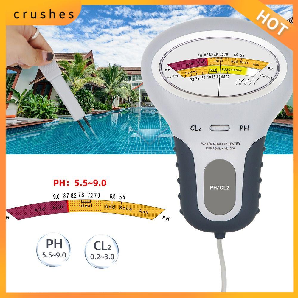 CRUSHES Chuyên nghiệp Máy đo clo PH với Probe Dễ sử dụng Máy kiểm tra CL2 Di động Hiển thị con trỏ Máy kiểm tra chất lượng nước Dành cho bể cá hồ bơi