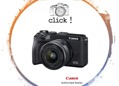 Canon EOS M6 Mark II Mirrorless Digital Camera with 15-45mm Lens (Free 64GB SDXC CARD + BAG + *Canon LP-E17 Battery + Multi Purpose Grip to be redeem at Canon Customer Care)
