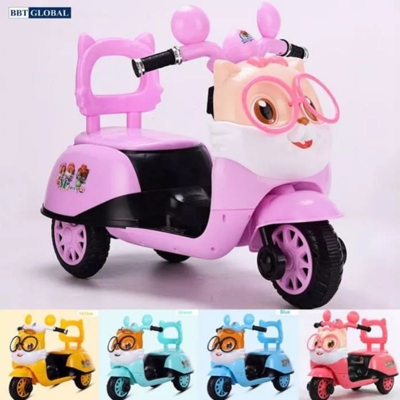XE MÁY VESA ĐIỆN CON THỎ MÈO NGỘ NGHĨNH CHO BÉ gái trai, có đèn nhạc