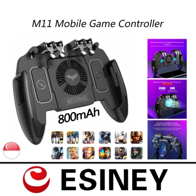 M11 Mobile Game Controller with 800mAh cooling Fan PUBG Mobile Controller Gamepad L1 R1 Aim and Shoot Trigger Joystick Remote Grip for 4.7-6.5 inch iPhone Android iOS Phone Accessories