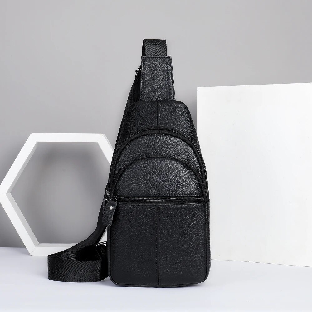 ZZOOI Crossbody Bags Genuine Leather Shoulder Bag Fashion Casual Male Classic Travel Package Men's Chest Bags ราคา 1,392 บาท*ส่งฟรี