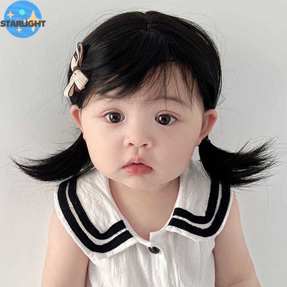 OQEWPI Tiệc tùng Thoáng khí Tự nhiên Phụ kiện tóc Trang trí Đạo cụ chụp ảnh Trẻ em Bé gái Lông mịn Tóc Thẳng Dài Tóc giả Bob ngắn Tóc mái gọn gàng cho trẻ mới biết đi Tóc giả cho bé