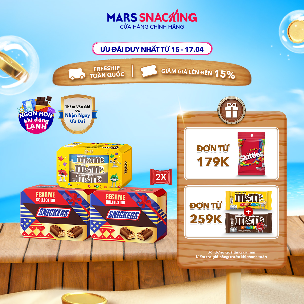 Combo gồm 2 Túi Kẹo Socola Snickers Funsize 240g  và Hộp Kẹo Socola MM's mix (sữa, đậu phộng, crispy giòn)