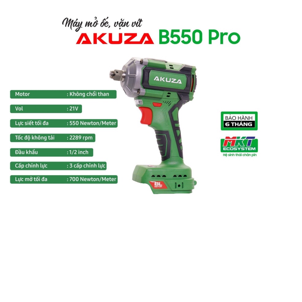 Bulong pin Máy bulong dùng pin siết ốc Akuza B550 PRO C55 máy mở tháo ốc