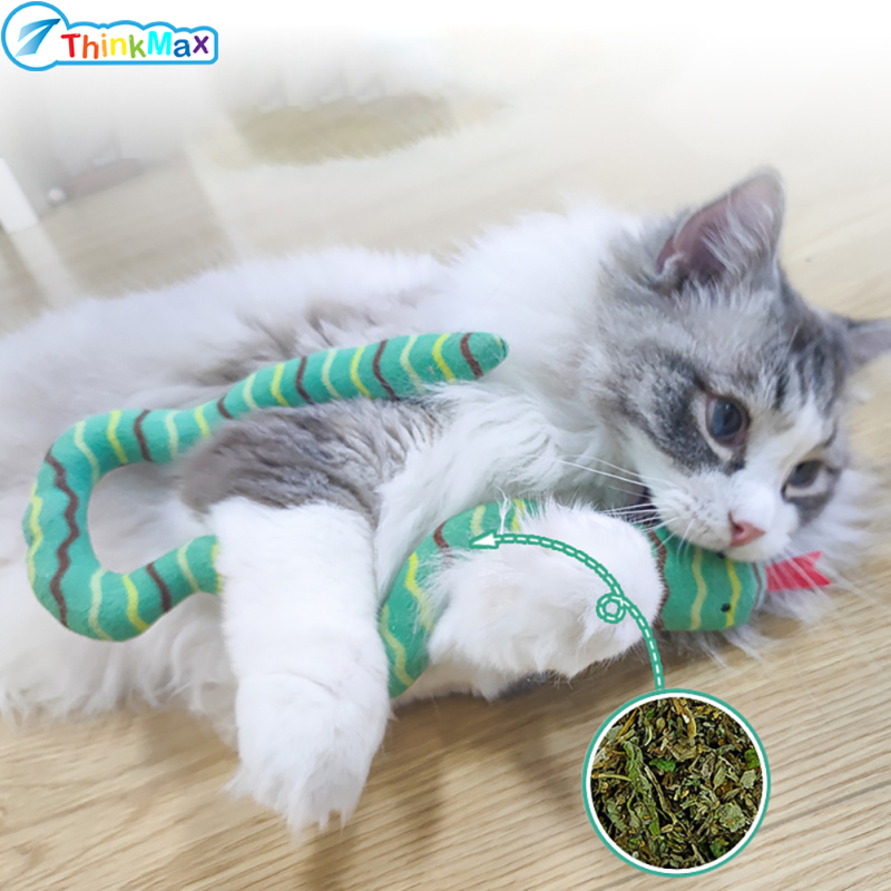 Snake Plush Teaser Cat Toys Bite-resistant Molar Interactive Catnip Chewing Playing Toy Cat Supplies ราคา 46 บาท*ส่งฟรี