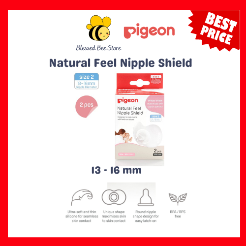 Original Pigeon Natural-Fit Silicone Nipple Shield with Case Nipple Protector (13mm-16mm/16-20mm x 2Pcs)