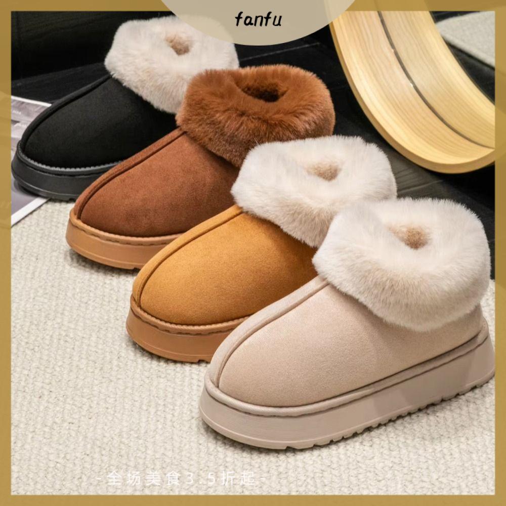 FANFU Đồ nhồi bông Giày tuyết Lông thú giả Mềm mại Đôi dép mềm  Thoải mái Giày cotton Mùa đông