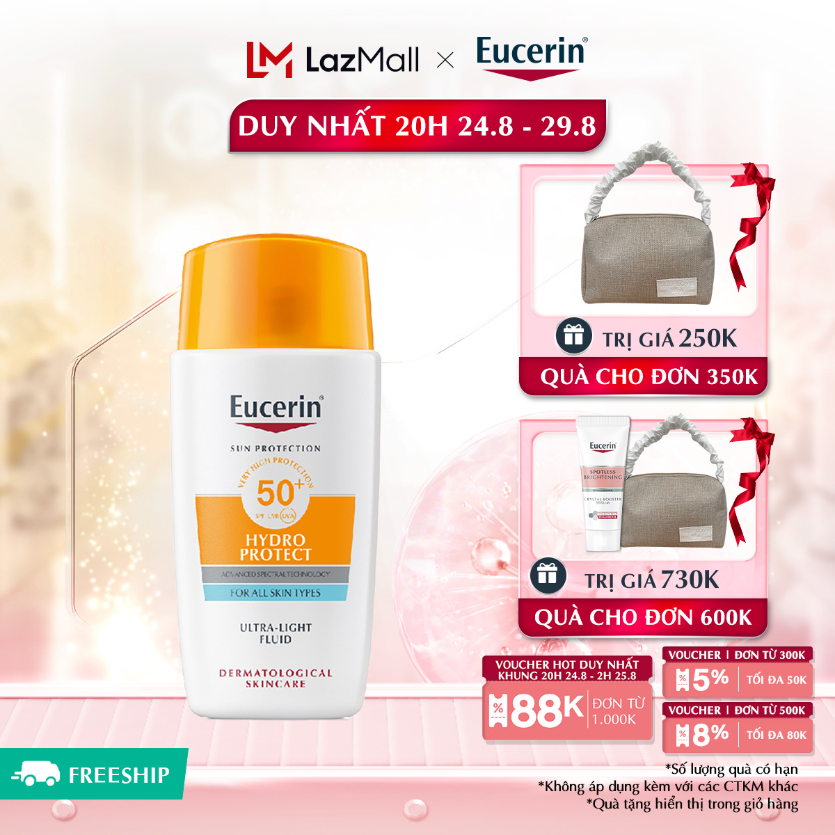 Kem chống nắng cho da nhạy cảm Eucerin Sun Hydro Ultra Light SPF 50+ 50ml