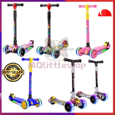 [LocalStock] High Quality Kids Scooter Foldable Light Up Music Thicker Wheels Adjustable Handle Kick Scooter Kids scooter