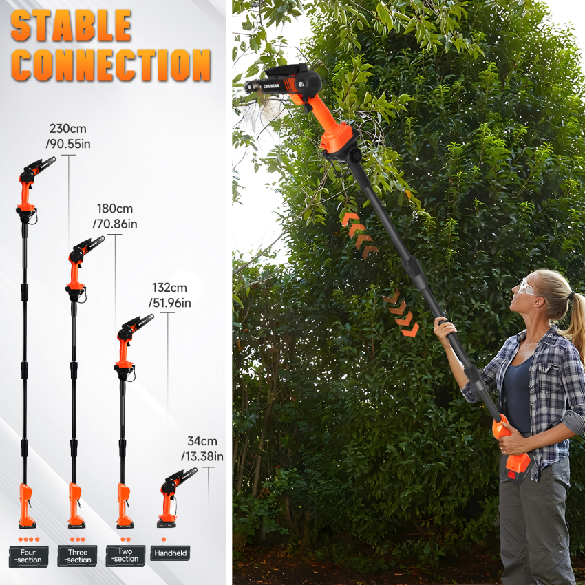 Cordless 2-in-1 Pole & Handheld Garden Chainsaw - 20V MAX, Light-Weight, Batte🔋ry & Charger Included, 2.2m Long Reach Telescopic Pole, 150° Adjustable Head ราคา 1,898 บาท*ส่งฟรี