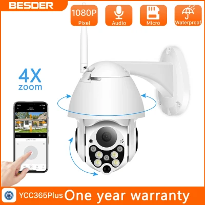 BESDER 1080P PTZ IP Camera Outdoor Speed Dome Wireless Wifi Security Camera Pan Tilt 4X Digital Zoom IR Network CCTV Surveillance ONVIF