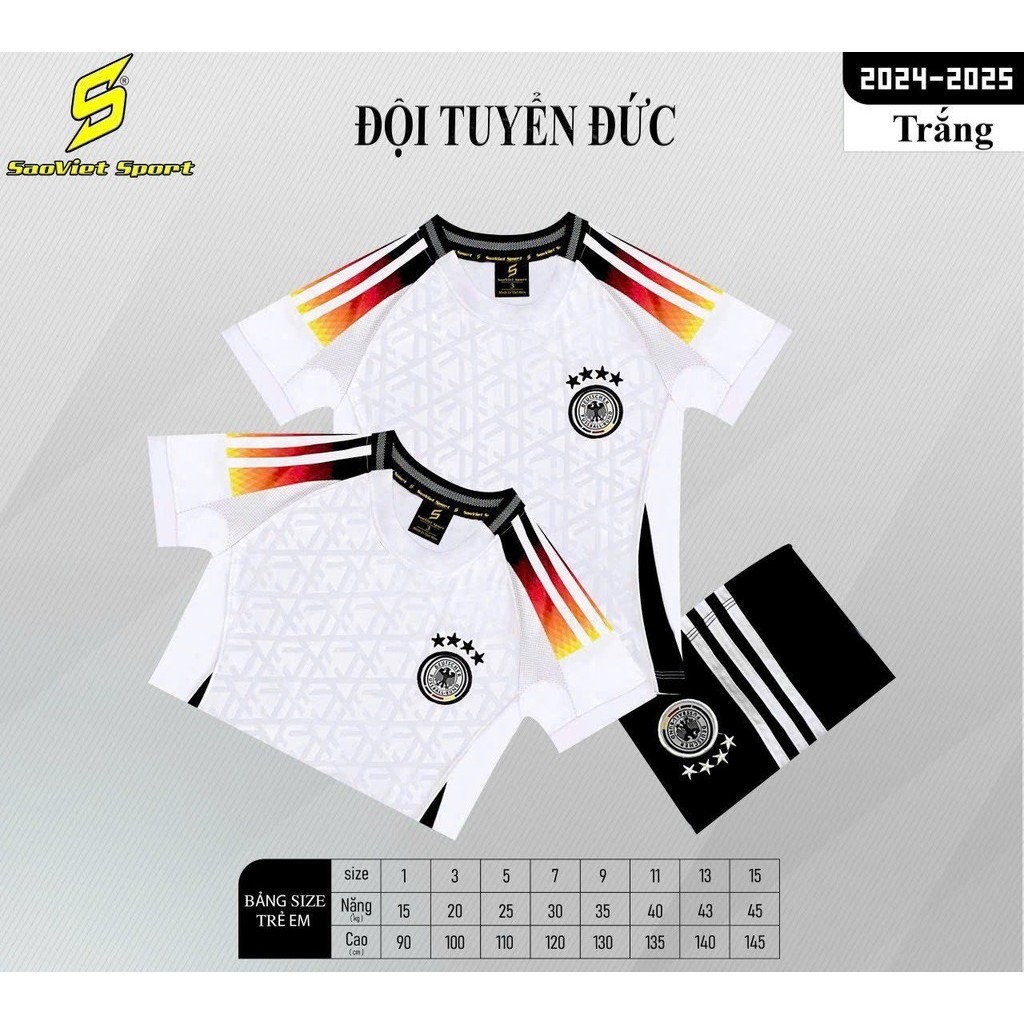 Euro 2024 Bộ đồ đá bóng Đội Tuyển Đức Trang Phục Đẹp Nhất Euro 2040 Size trẻ em và Người Lớn Cùng các đội tuyển khác