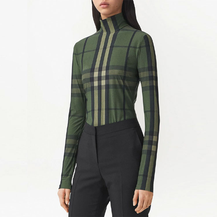 เสื้อเชิ้ต เสื้อเบลาส์สตรี burberry เสื้อยืดผู้หญิงคอเต่าสีเขียว Moderate 80411341