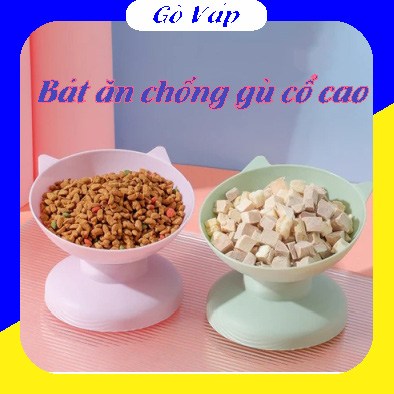 Bát ăn chống gù 2 tai mèo dành cho chó mèo