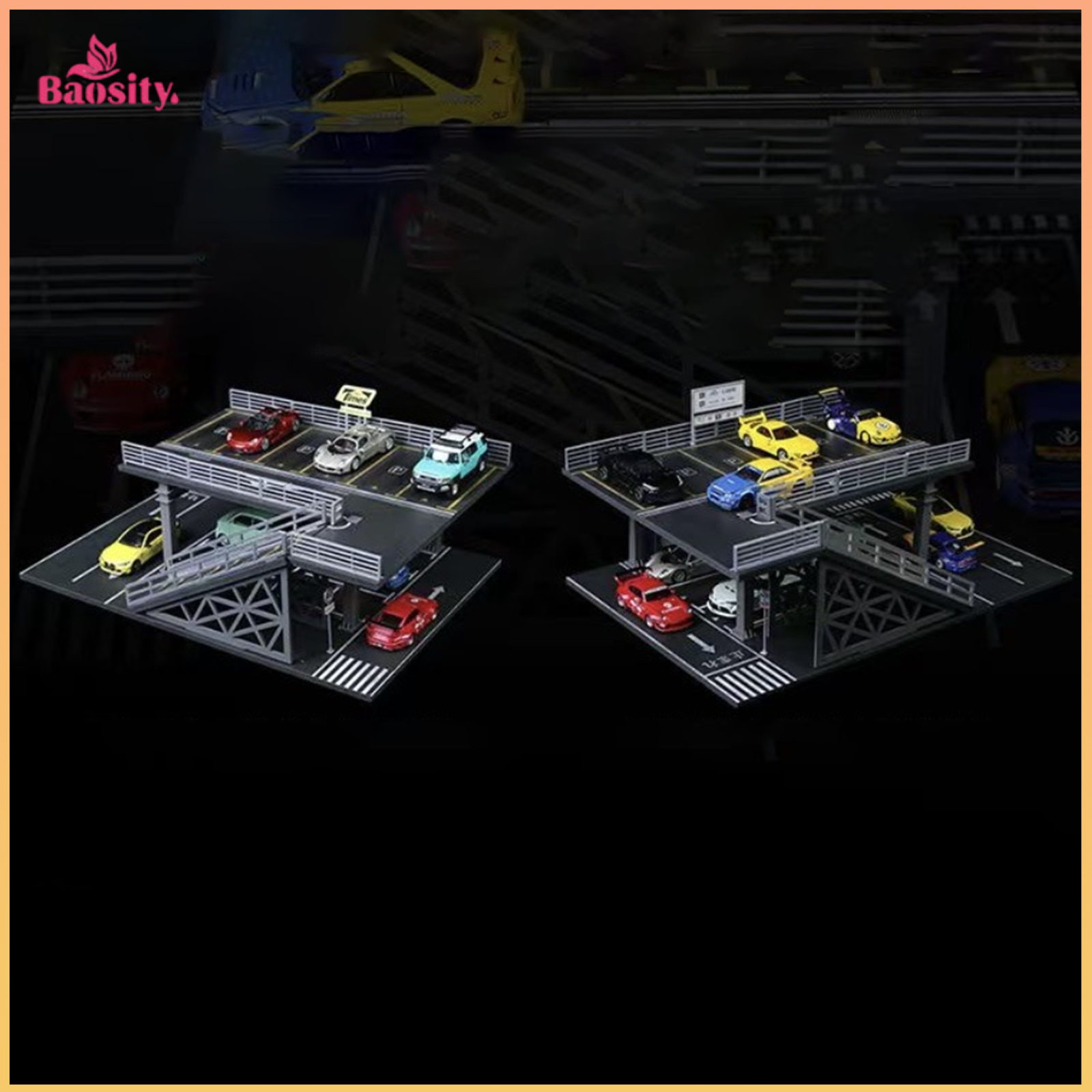 1/64 Parking Lot Diorama Model Car Display Case Toy Car Storage Box ราคา 491 บาท*ส่งฟรี
