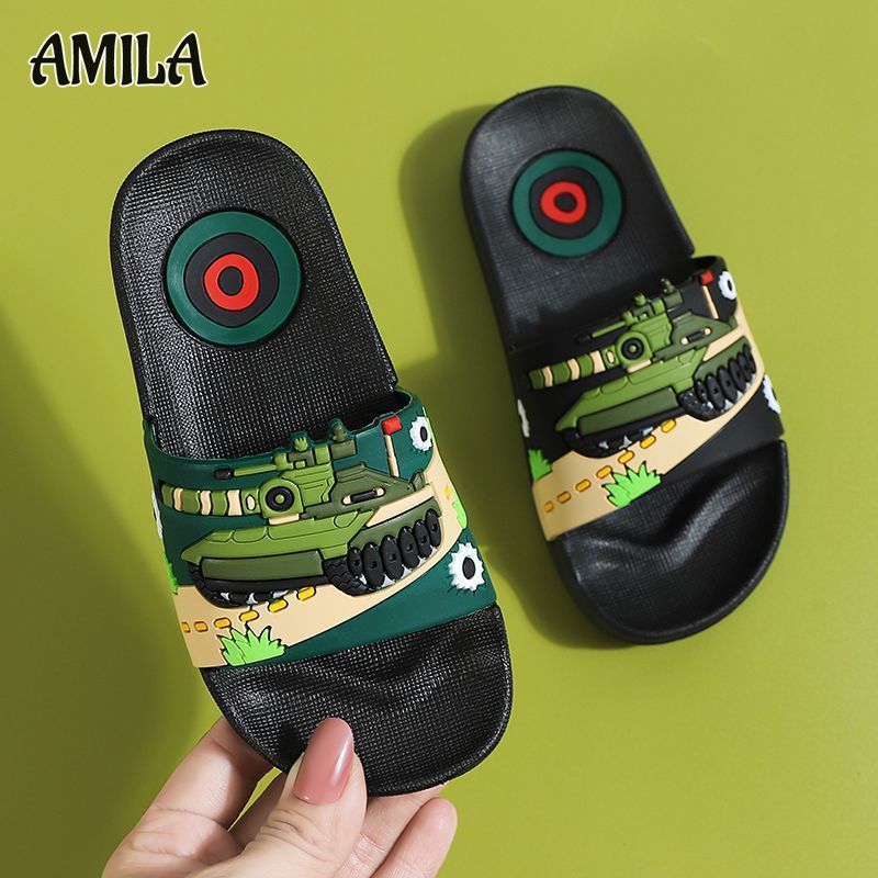 AMILA children's slippers, boys' indoor non-slip soft soles, cartoon three-dimensional sense, parent-child slippers for middle and older children