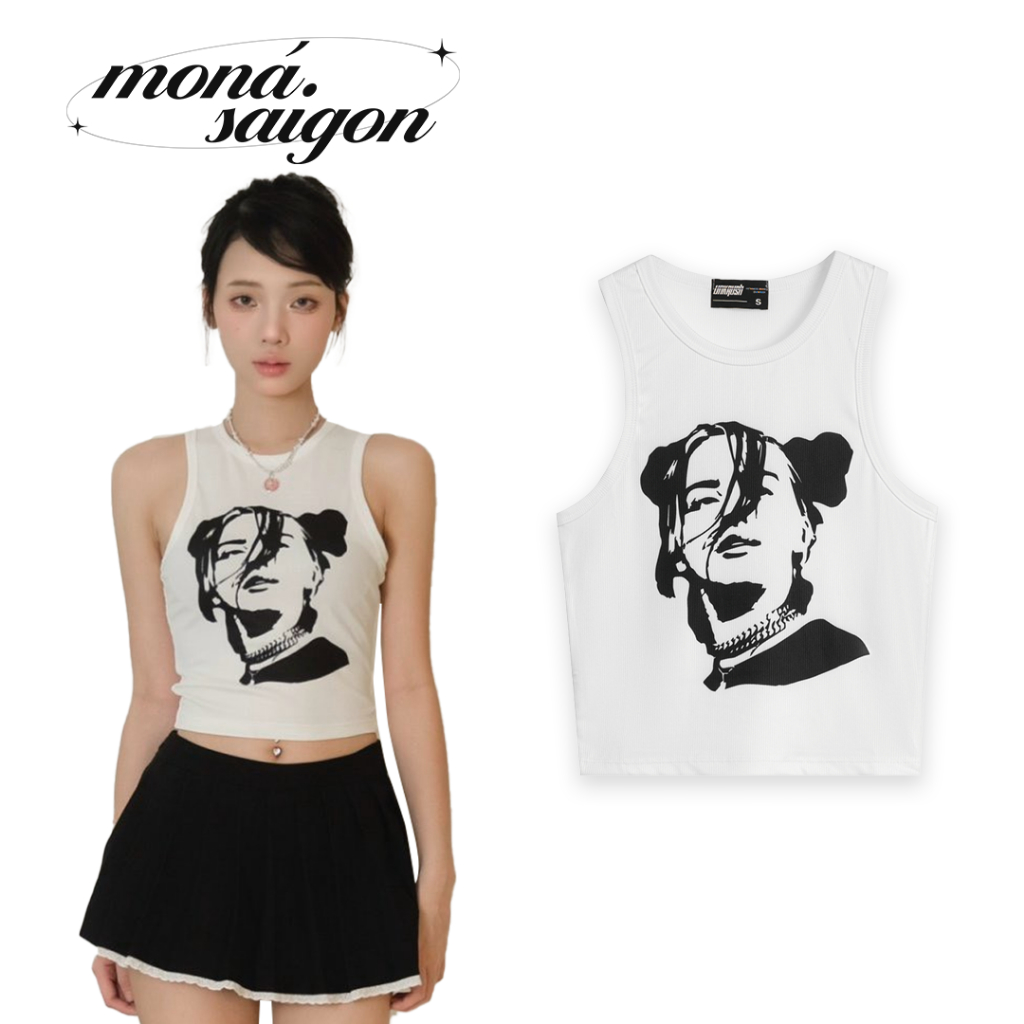 Áo thun croptop ba lỗ moná - billie