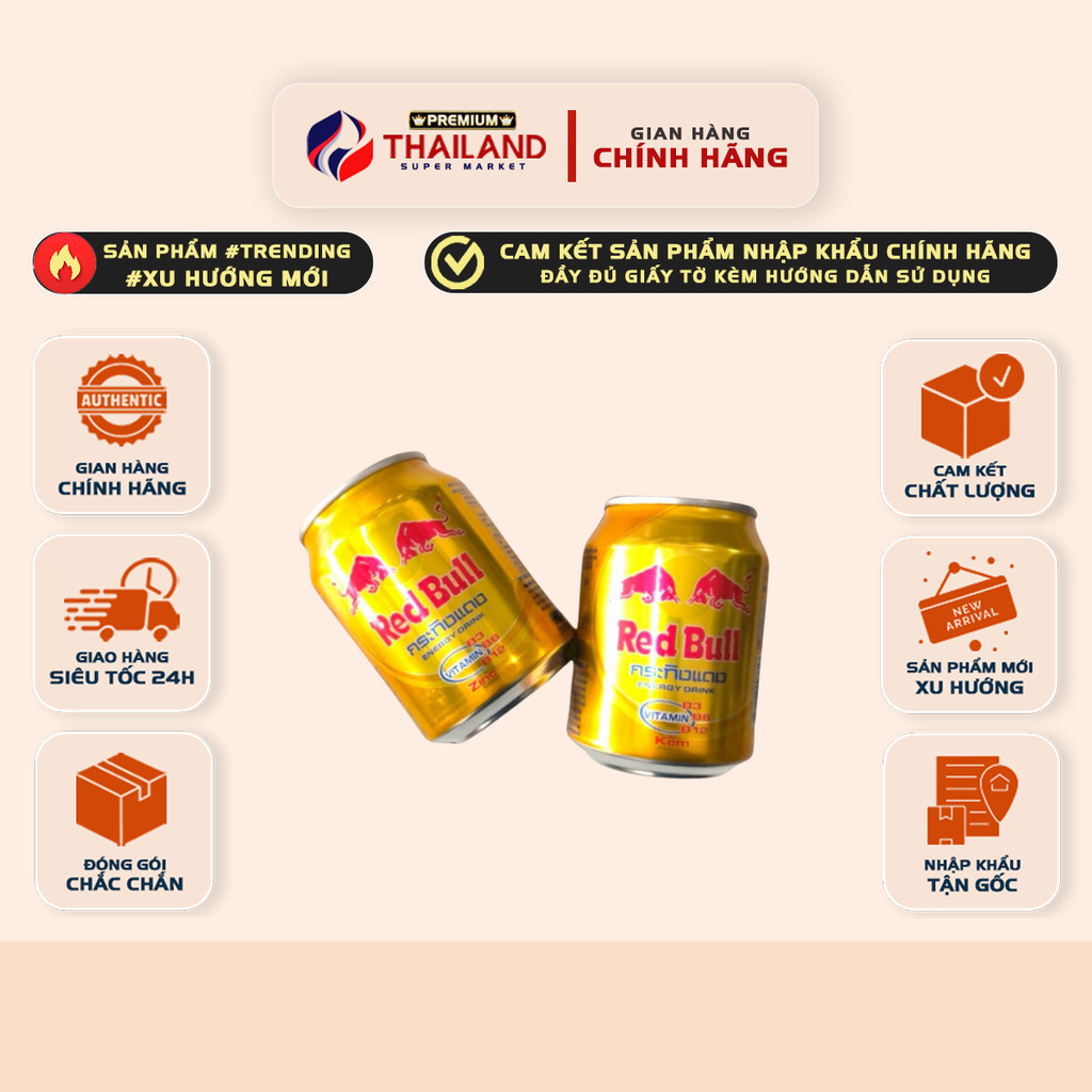 [Lốc 6 lon] Redbull Thái Lan mẫu mới ZinC 250ml | Bò cụng Thái Lan mẫu mới 250ml