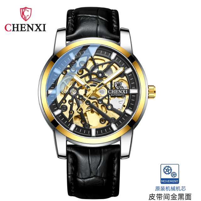 Đồng hồ cơ nam Chenxi 8812  automatic đồng hồ cơ dây da lộ cơ nam mặt kính sapphire