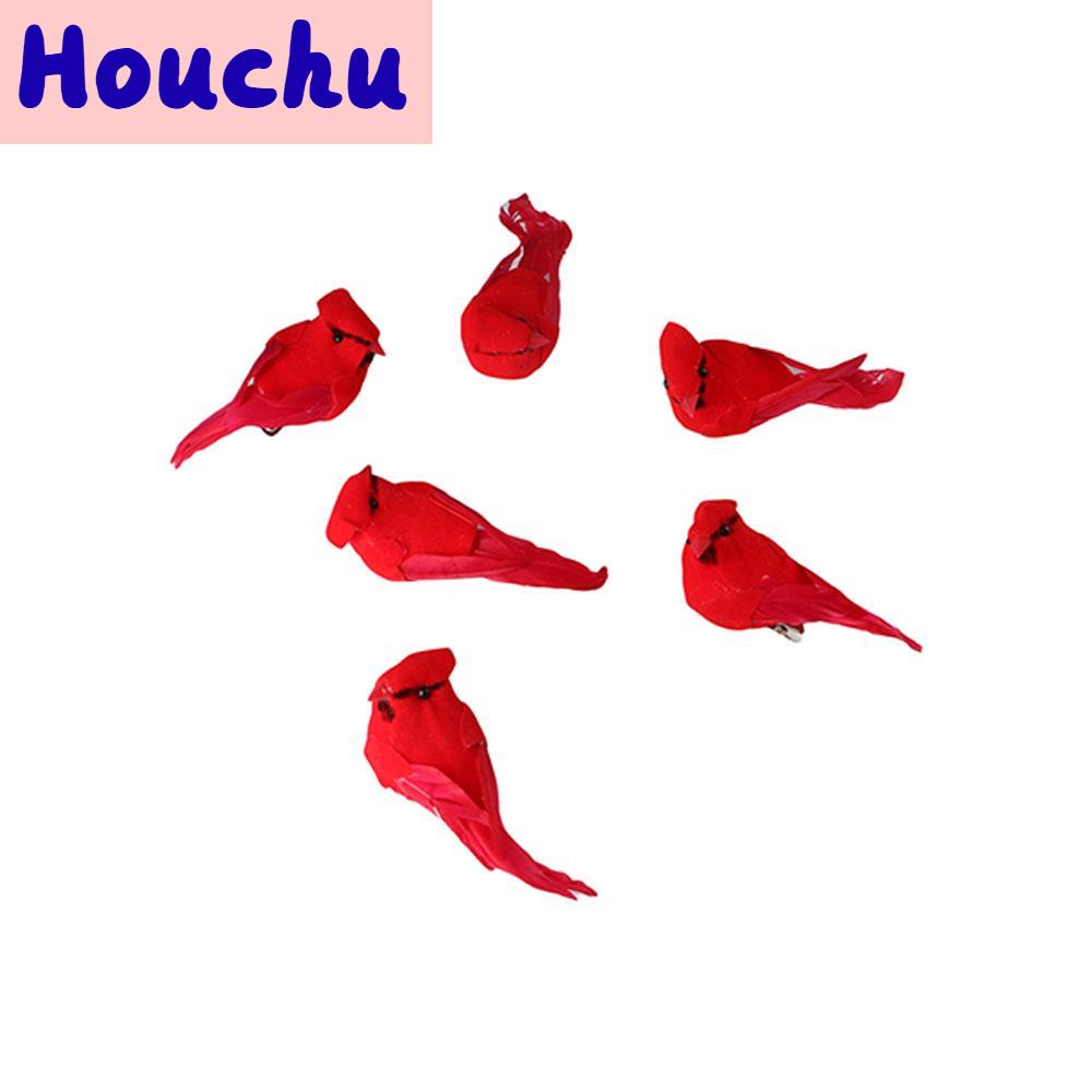 HOUCHU 3/6/12 ชิ้น สวย พร้อมคลิป การจำลอง ขนนก เหมือนจริง ตกแต่งต้นคริสต์มาส งานฝีมือนก เครื่องประดับคริสต์มาส นกประดิษฐ์ ราคา 138 บาท*ส่งฟรี