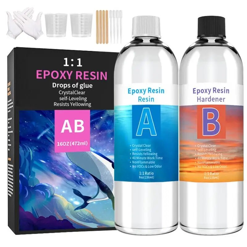 【Hot New Release】 Epoxy Resin And Hardener Kit 8oz 8oz Crystal Epoxy Resin Kit Ab Glue Epoxy Resin Set Kit Ab Crystal Glue For Jewelry Art Craft