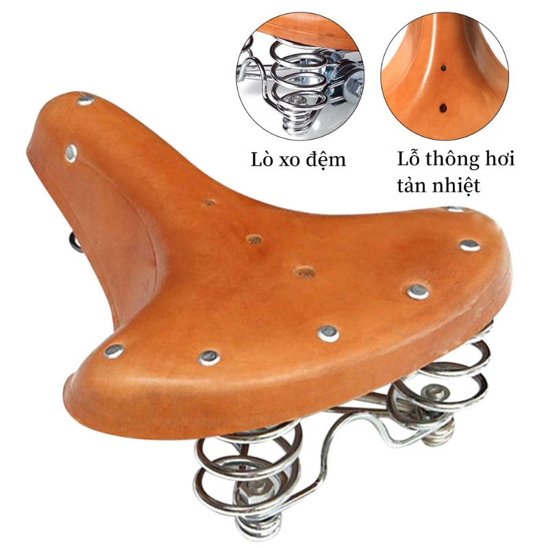 Có được yên xe đạp da bò cổ điển, lò xo chống sốc yên xe hơi cổ điển bằng da bò phụ kiện