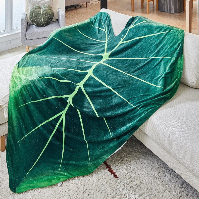 Ningmeng Super Soft Giant Leaf Blanket Home Decor Flannel Gloriosum Leaf Blankets for Beds Sofa Cozy Beach Blankets Towel Manta Cobertor
