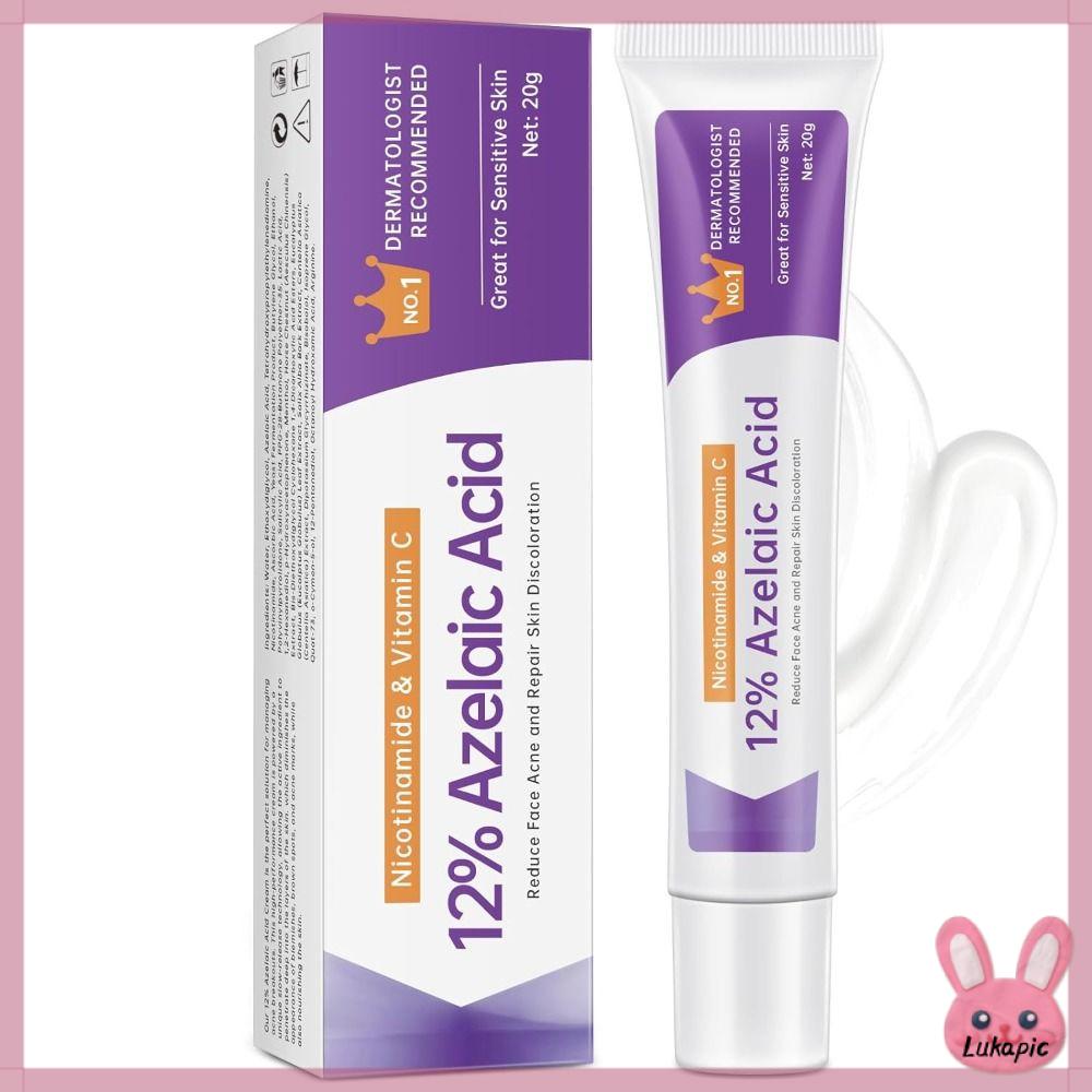 LUKAPIC Giảm mụn trứng cá và mụn nhọt Kem Axit Azelaic Nicotinamide Axit Azelaic 12% 15% 20% Kem Axit Azelaic 12% Da mịn màng Kem dưỡng da cho việc chăm sóc da