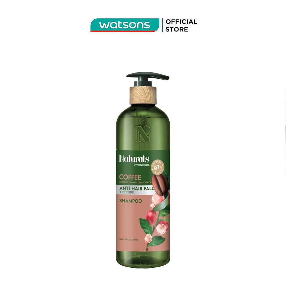 Dầu Gội Naturals By Watsons Anti Hair-fall Chống Gãy Rụng Chiết Xuất Coffee 490ml