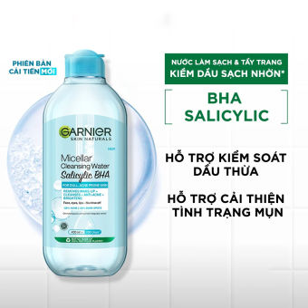 Nước Tẩy Trang Garnier Micellar Cleansing Water Salicylic BHA 125ml - dành cho da dầu mụn