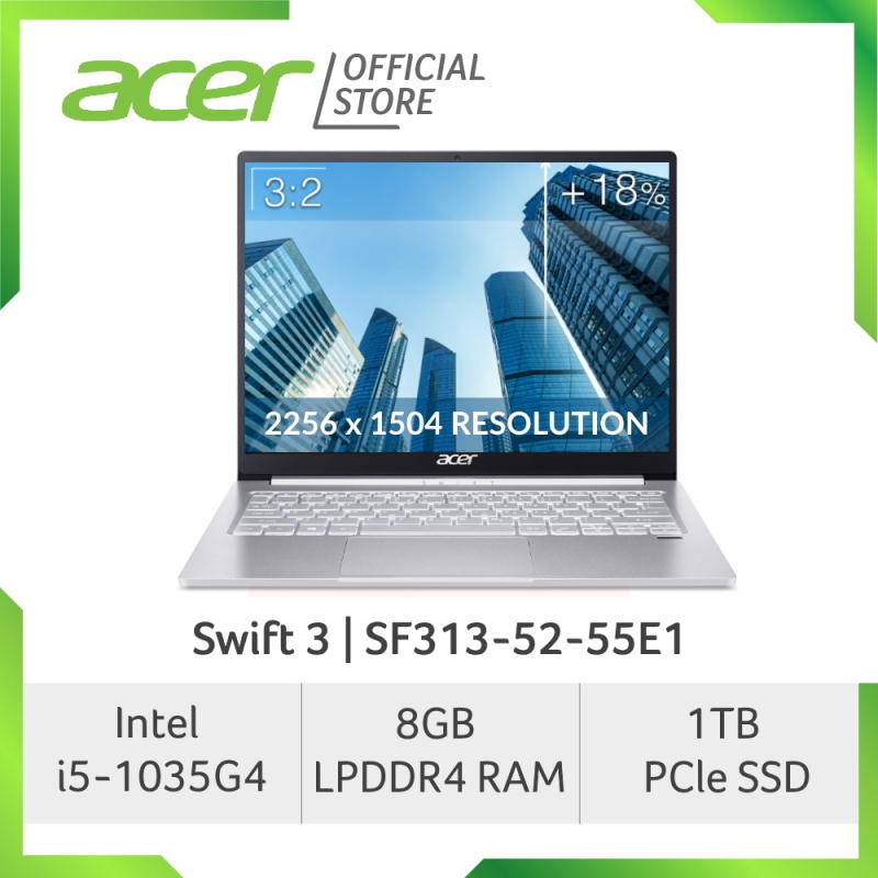Acer NEW Swift 3 SF313-52-55E1 13.5 inch 2K (2256 x 1504) IPS Screen Project Athena Laptop with i5-1035G4 Processor
