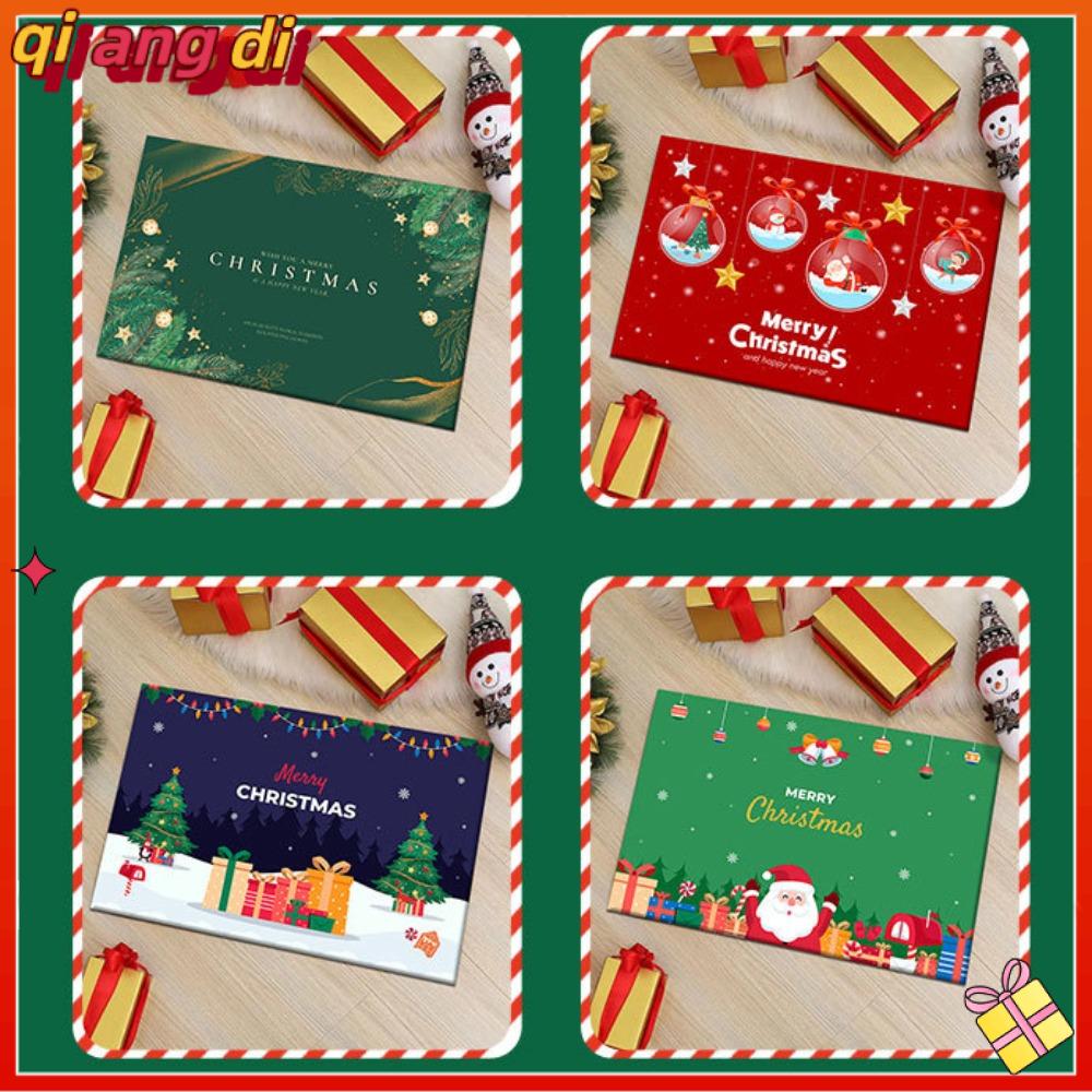 QIANGDI Ông già Noel Thảm giáng sinh Nhung pha lê In Thảm ngoài trời Thời trang Chống trượt Thảm chùi chân giáng sinh Giáng sinh