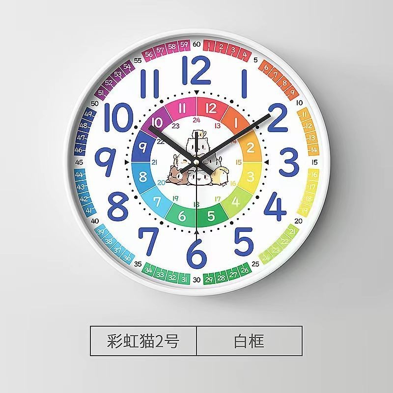 นาฬิกาแขวนเงียบห้องนั่งเล่นห้องนอนนาฬิกาเด็ก2024ใหม่นาฬิกาแขวนการศึกษาปฐมวัย