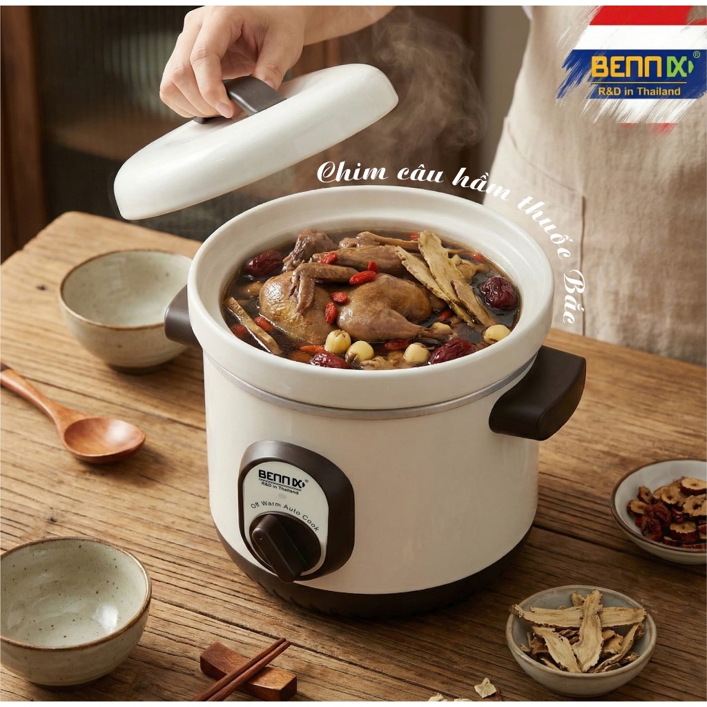 Bennix Bn-10Baby Slow Porridge Cooker, Automatic Electric Multi-Purpose Stew Pot for Bird's Nest and Braised Fish