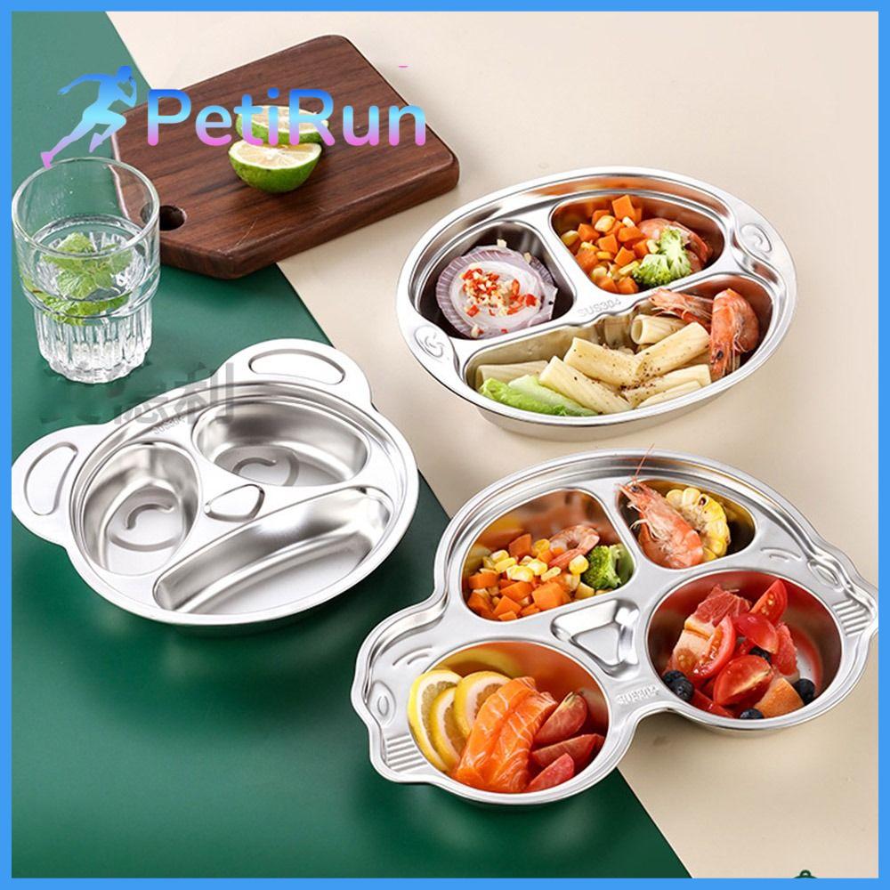 PETIRUN Bạc Đĩa ăn chia Hộp đựng thực phẩm Hình động vật hoạt hình Đĩa cho trẻ ăn Sáng Tạo Thép không gỉ 304 Đĩa phục vụ cho trẻ ăn Nhà mẫu giáo