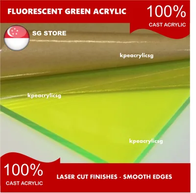 [Ready Stock] Premium Fluorescent Green Acrylic Sheet - Plexiglass - 3mm thick - A3 Size (420m X 297mm)