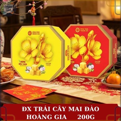 PG- TẾT BÁNH RỒNG VÀNG HOÀNG GIA ĐẬU XANH TRÁI CÂY  MAI ĐÀO HỘP 200GR- 93008