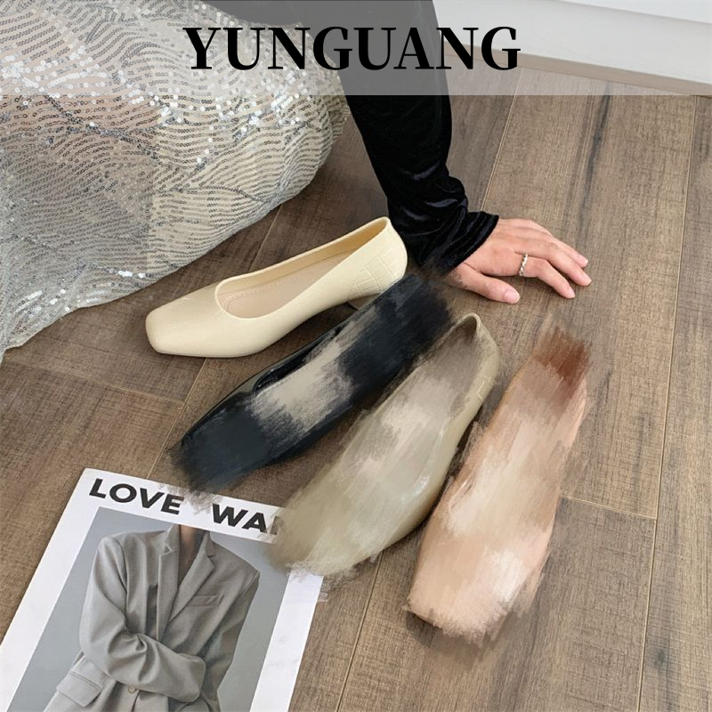 YUNGUANG Giày Đi Mưa Mũi Vuông Thời Trang Mẫu Mới Giày Công Sở Chống Nước Chống Trượt Cho Nữ Gót Vuông