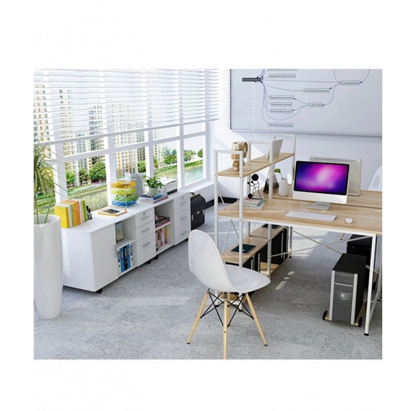 UBigShoping SMITH โต๊ะทำงานพร้อมชั้นวางของ รุ่น GU0316 ขนาด100x48x73ซม. สีไวท์เมเปิล ฮิตติดเทรน อันดับ1 ราคา 1,788 บาท*ส่งฟรี