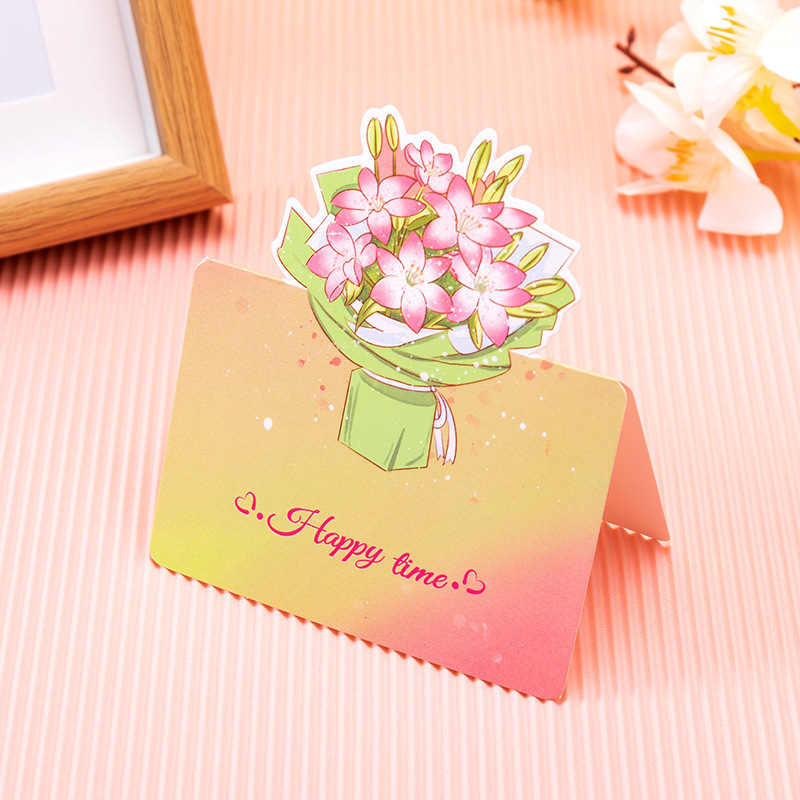 3D Bouquet Flower Teacher Birthday Thank You Love Velentine Day Message Greeting Card Kad Ucapan Cinta 立体花束教师节生日祝福卡片贺卡