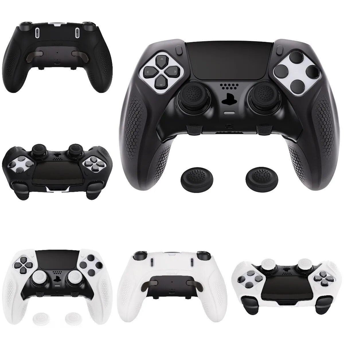 【Flash sale】 Playvital Ninja Edition Anti-Slip Half-Covered Silicone Cover Skin For Ps5 Edge Controller Soft Protector - Black