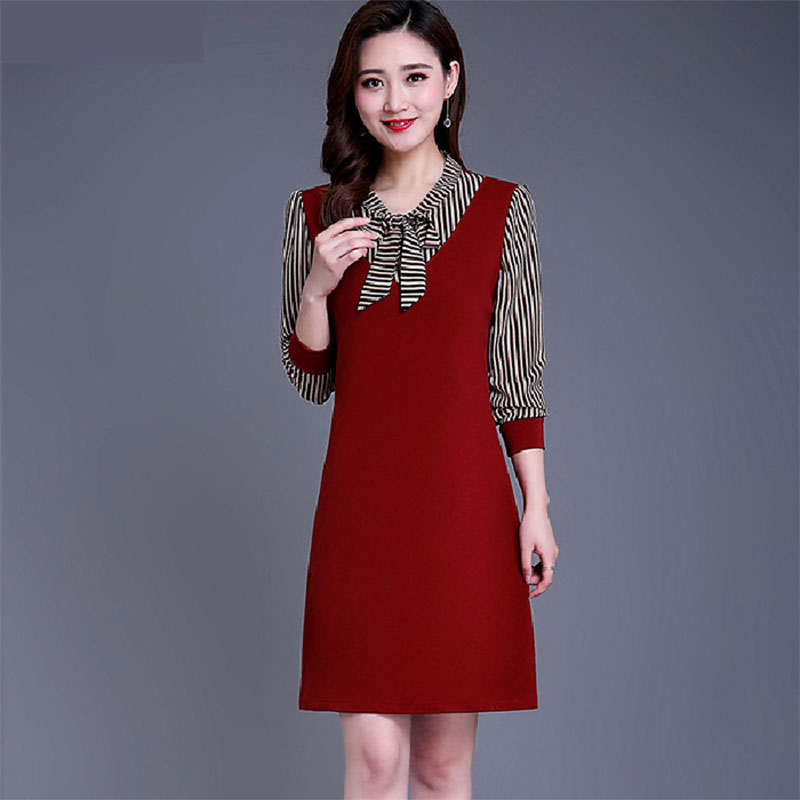 Zhu XIA mùa xuân và mùa thu mới dài Đầm có tay cho phụ nữ trung niên và cao tuổi thời trang giữa chiều dài ăn mặc cho các bà mẹ