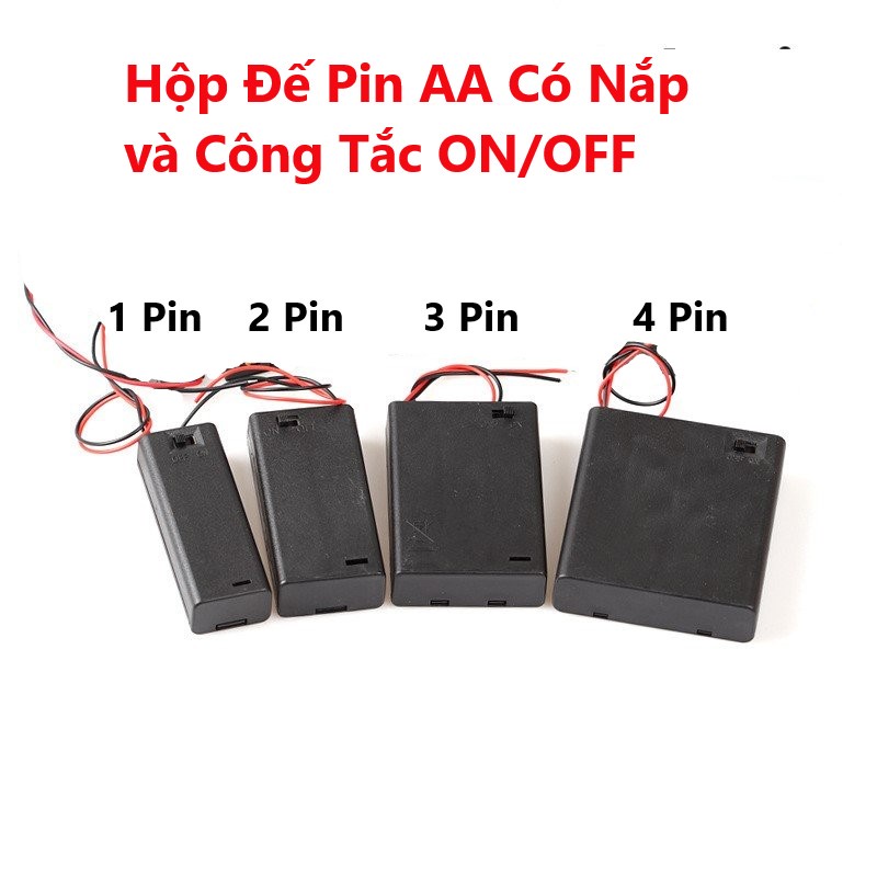 Đế Pin con thỏ đế pin AA, Pin, 2 Pin, 3 Pin, 4 Pin, có nắp và công tắc ON/OFF, pin con thỏ, pin 1,5V