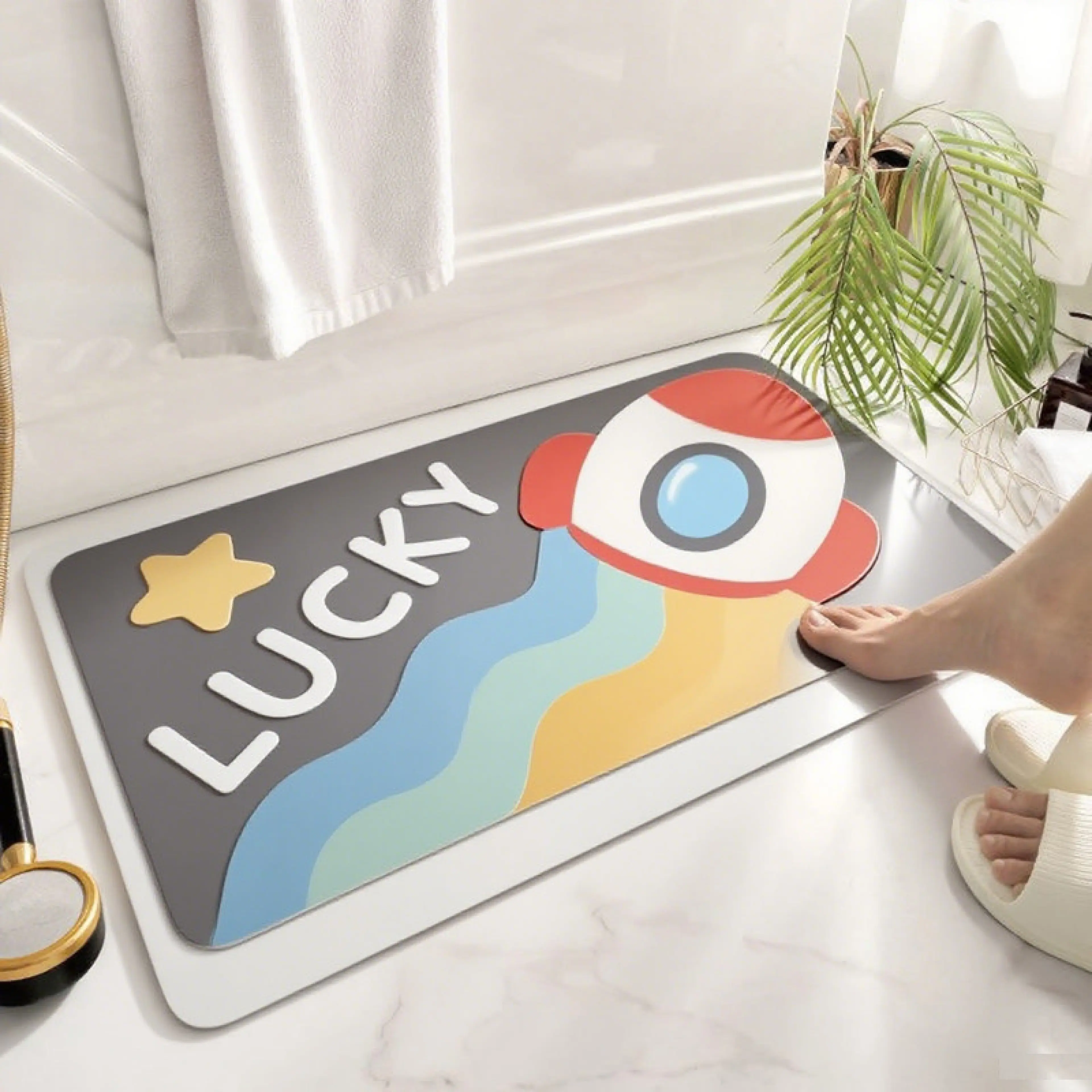 Crystal Velvet Doormat Cute Animal Pattern, Soft and Comfortable, 60X40Cm Dt03