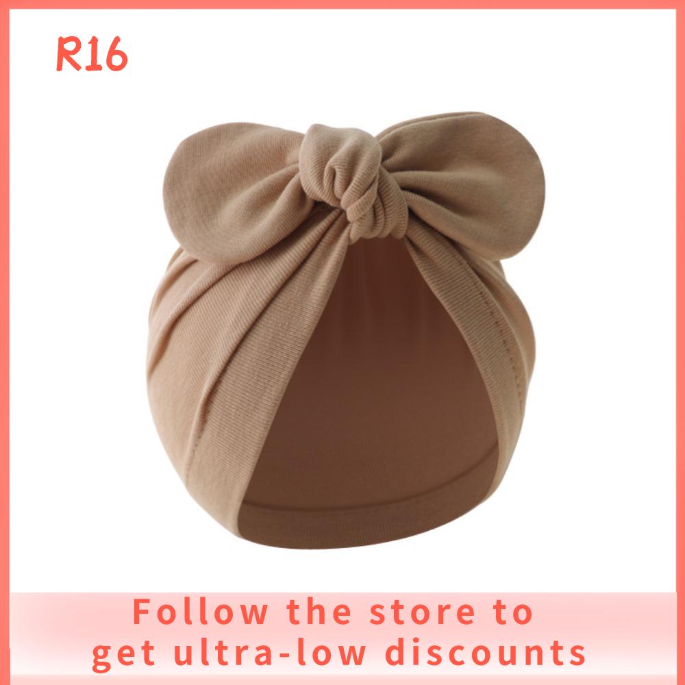 R16 BABY SHOP Cotton Baby Hat Solid Color Soft Bunny Ears Hat Cute Flower