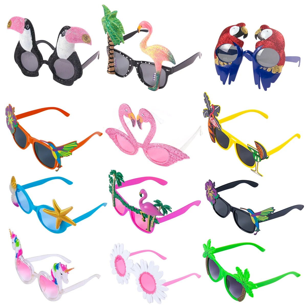 Luau Party Sunglasses Hawaiian Party Glasses Flamingo Tropical Summer Pool Beach Party Decoration Funny Glasses Photo Props grnh
