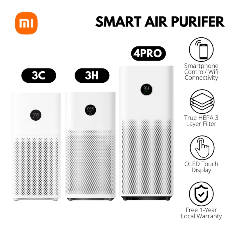 (Local Warranty) Xiaomi Smart Air Purifier 3H 3C 4Pro Mi Smart Home OLED Screen Singapore
