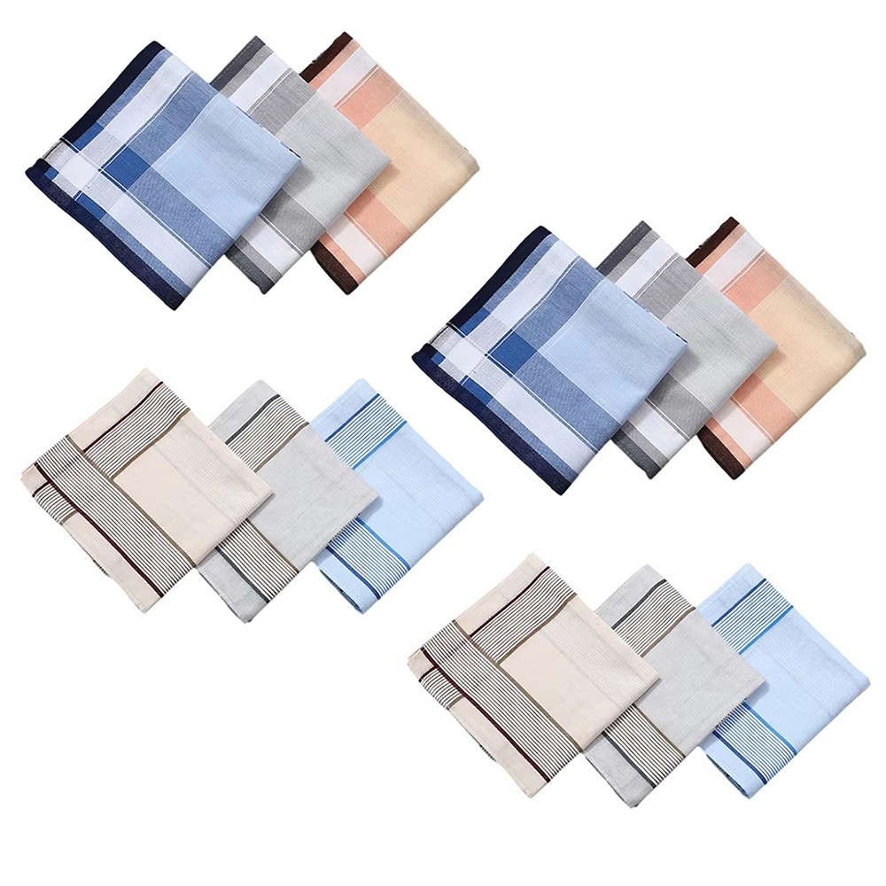 SQUAD 12Pcs/Set 40x40cm Khăn tay bỏ túi Thấm hút mồ hôi Mềm mại Khăn vuông kẻ ô túi Có thể tái sử dụng Có thể giặt Khăn tay cotton cho nam Tất cả các mùa - 2