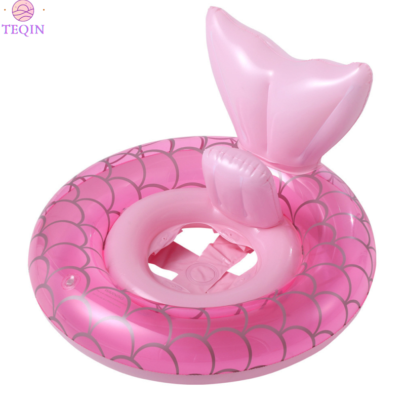 TEQIN new！！Kids Inflatable Pool Floats Thickened Baby Mermaid Seat Swimming Ring For 3-8 Years Old Kids ราคา 209 บาท*ส่งฟรี